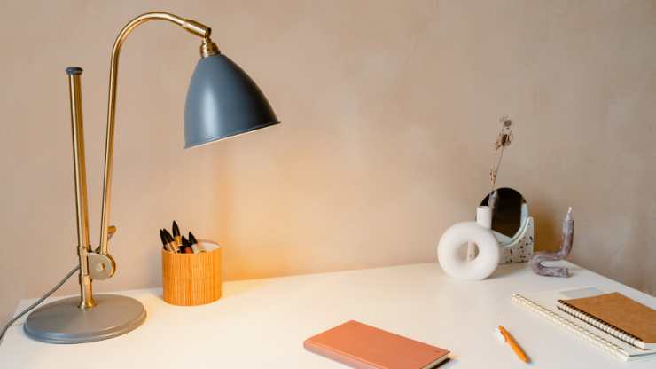 Desk lamp on office desk