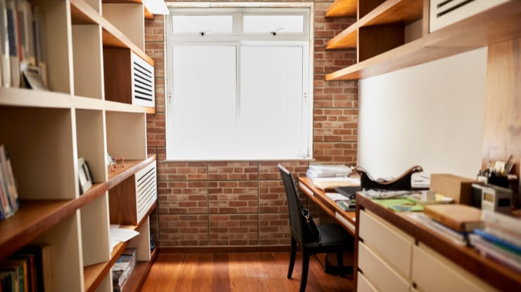 home office inside closet