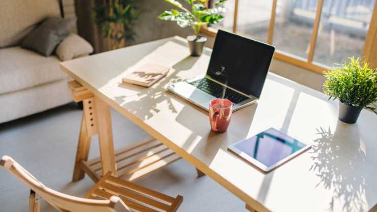 home office window shelves