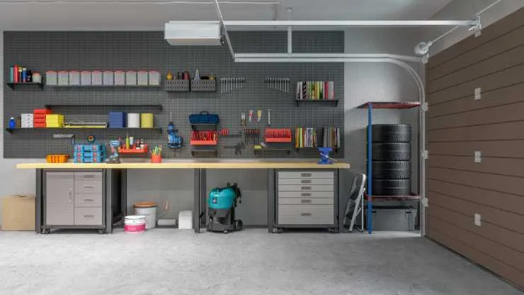 home office in a garage