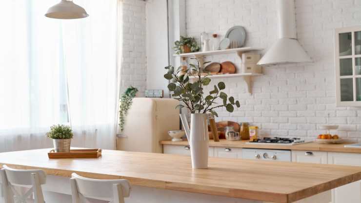 home office in a kitchen